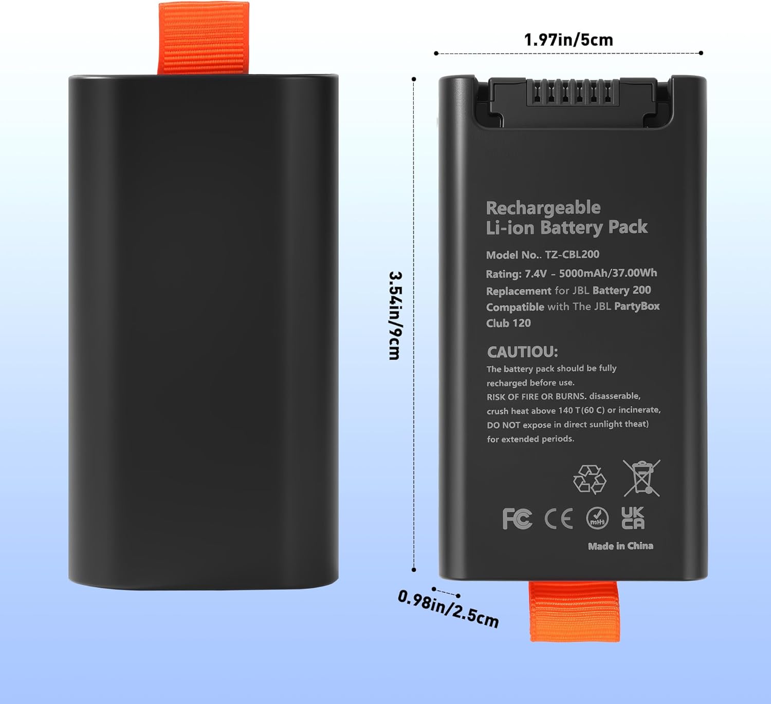 Replacement Battery 200 Compatible with The PartyBox Club 120 Speakers 7.4V 5000mAh/37Wh - Image 3