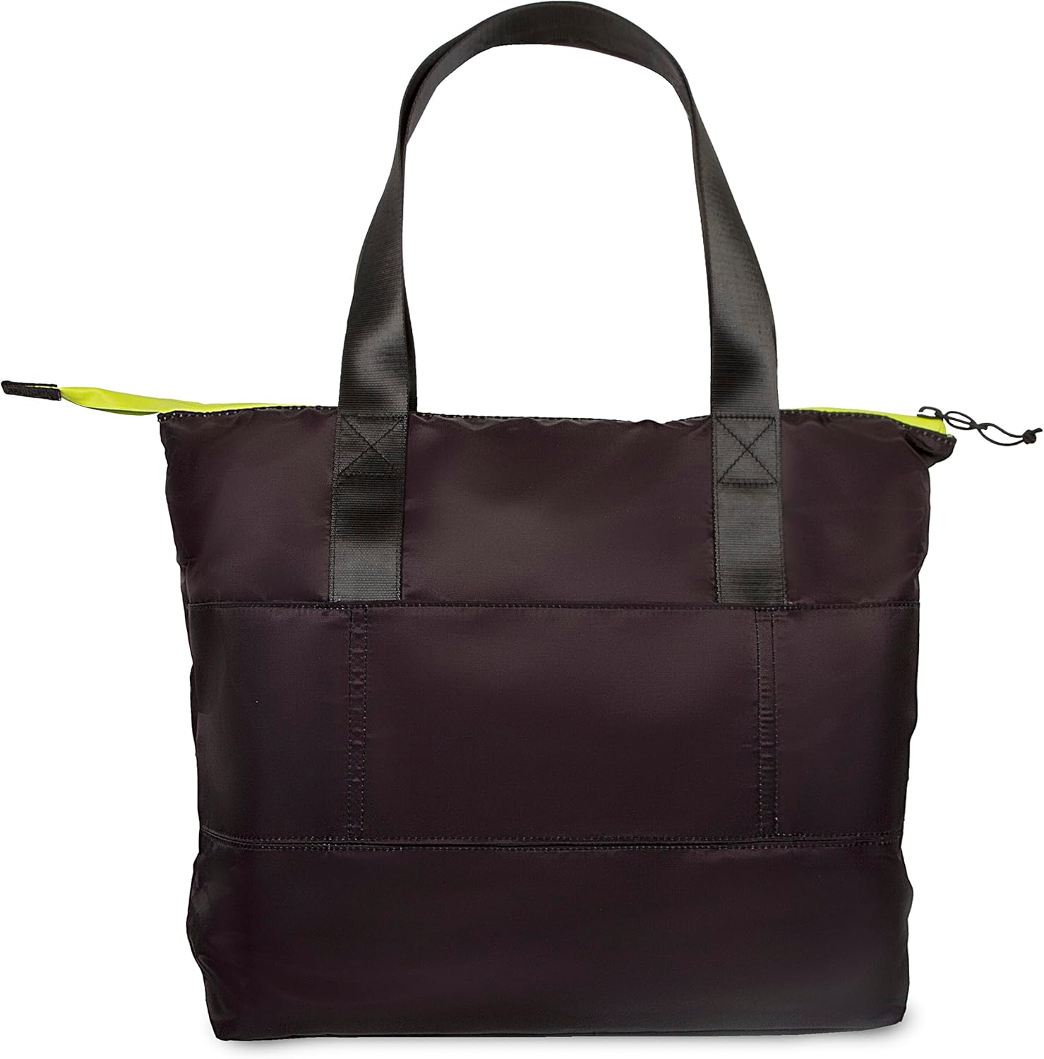 ShedRain Trendy Waterproof Tote Bag with zipper - travel bag w/trolley sleeve; great for college, commuters, nurses, teachers (Black)