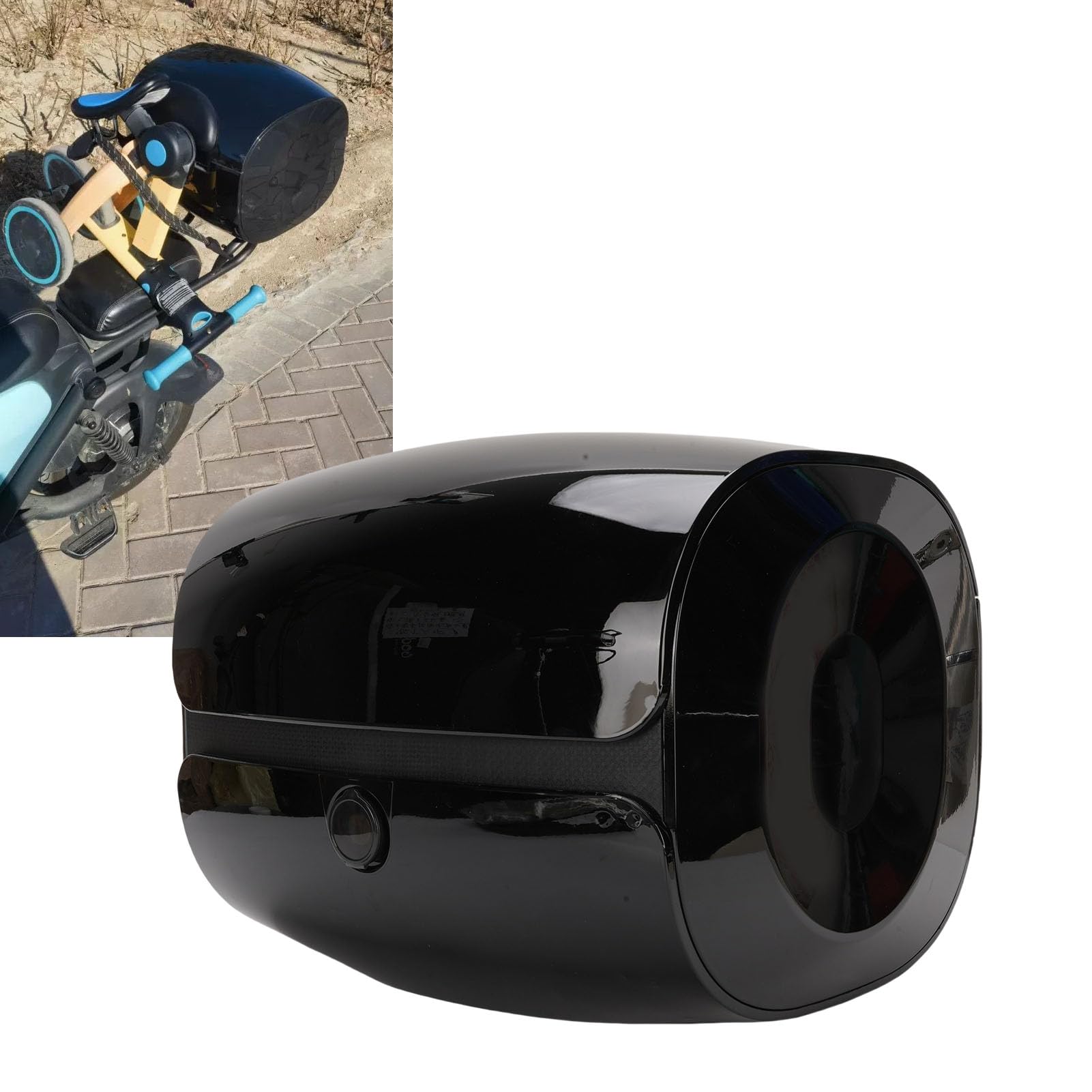 banapoy 32-litrowy Kufer Motocyklowy, Aluminiowy Kufer Motocyklowy z Zamkiem, Bagażowy na Motocykl, Tylny na Skuter, Turystyczny (czarny błyszczący)