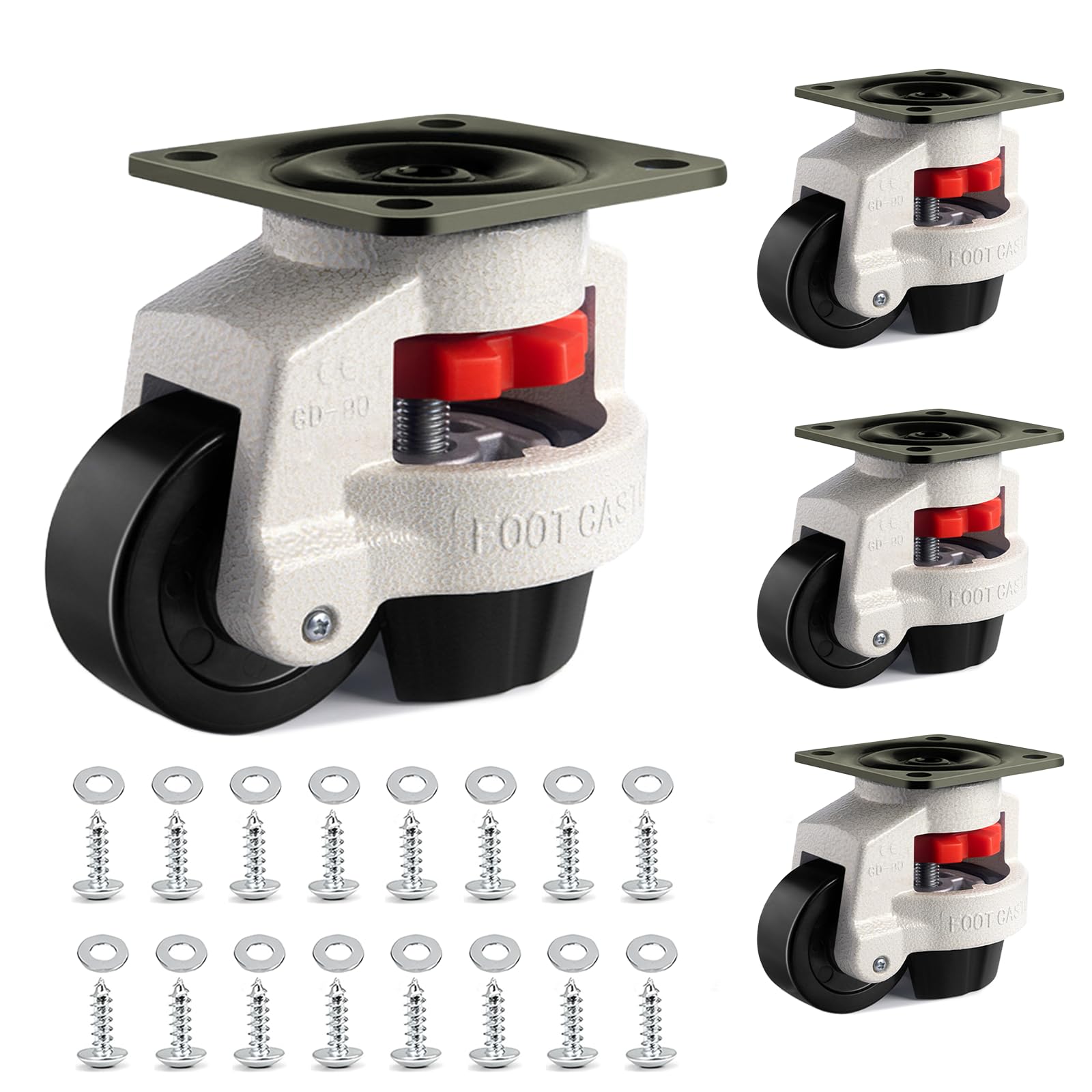 Photo 1 of Leveling Casters Retractable Heavy Duty of 440 Lbs Set of 4,Height Adjustable Machine Leveling Feet Plate Castors for Workbench, Heavy Furniture,Machine Equipment(1.5 INCH)