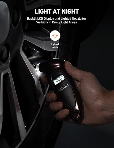 Miniatura 6 de AstroAI Medidor digital de presión de neumáticos con batería AAA reemplazable, 150 PSI, 4 ajustes, rellenos de calcetines para automóvil, camión