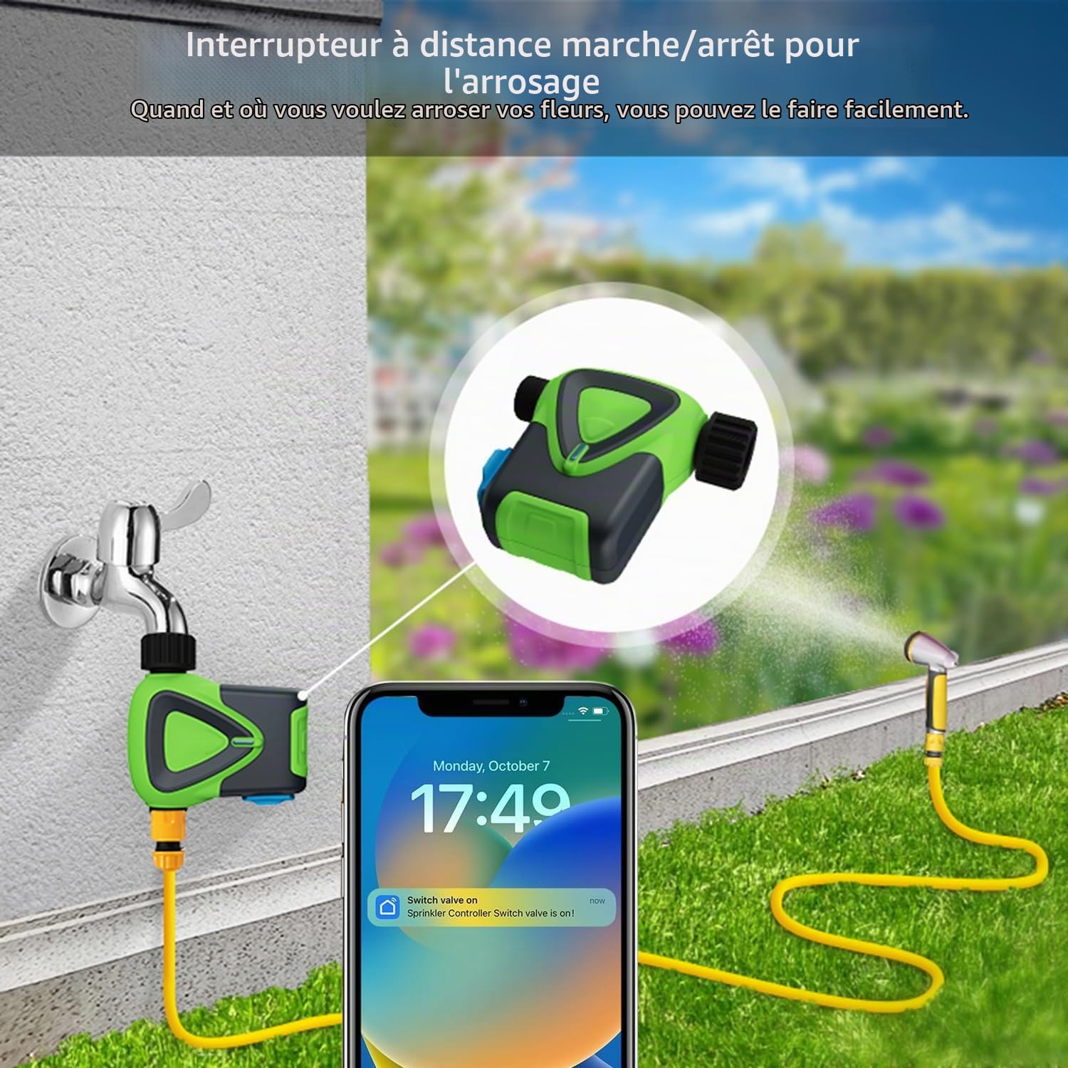 Ordinateur d'arrosage Wi-FI : minuteur d'arrosage Intelligent avec Application Tuya, délai de Pluie, minuterie d'arrosage Automatique pour Jardin et Balcon, Compatible avec Alexa et Google Assistant