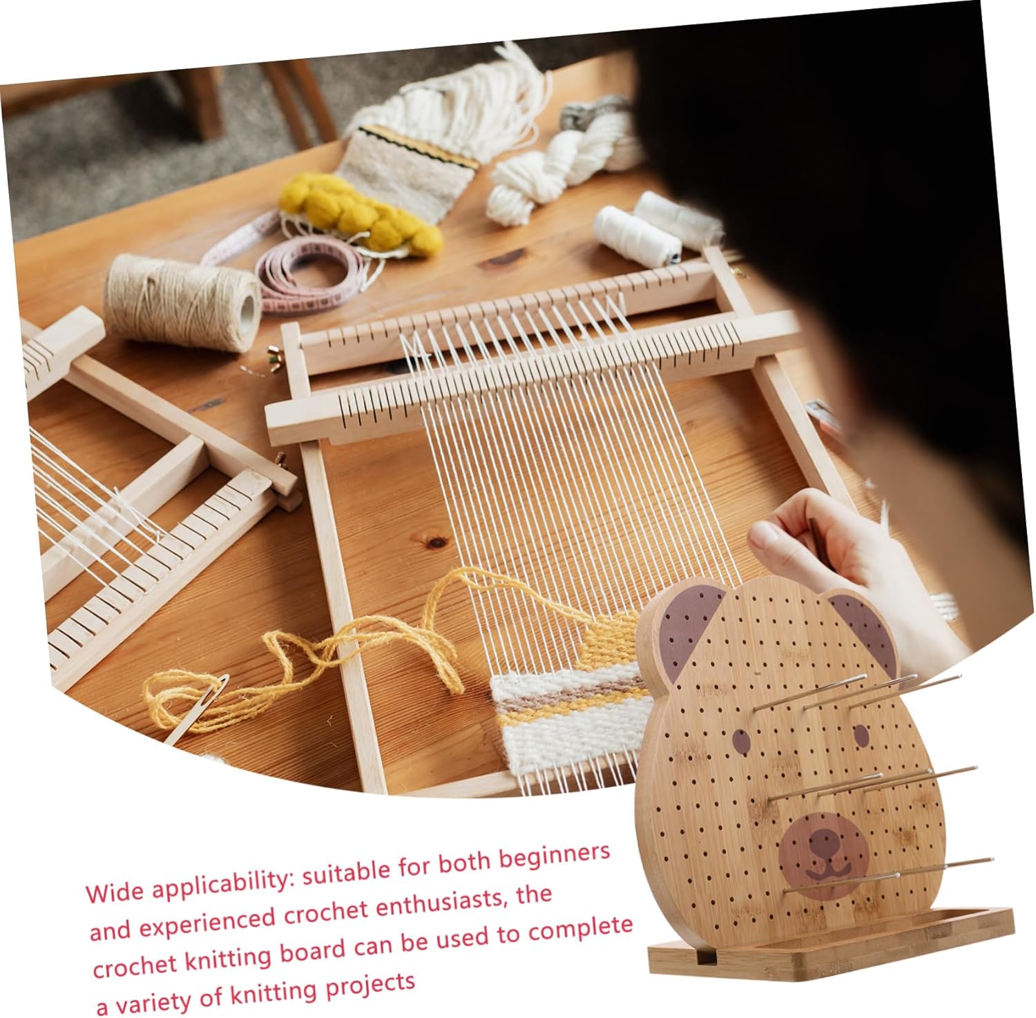 VILLFUL Wooden Crochet Blocking Board with Pins Durable Pegboard for Simplified Knitting for All Skill Levels Crochet Mat for Organized Projects