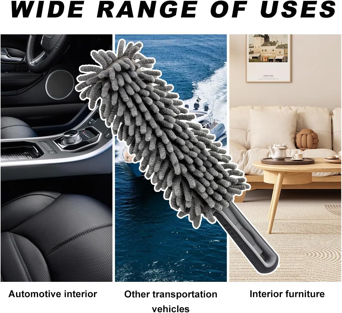 Povtii Car Duster Interior - Lint-Free Microfiber Cleaning With Comfortable Handle, Reusable & Washable for Auto Exterior Interior Home Office, Car Accessories