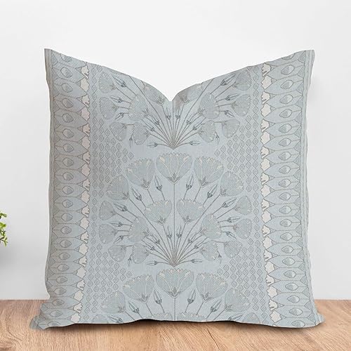 ArogGeld Chinoiserie Chic - Funda de cojín con diseño de flores geométricas color azul, diseño de hojas de lirio, ginkgo biloba, con cremallera,