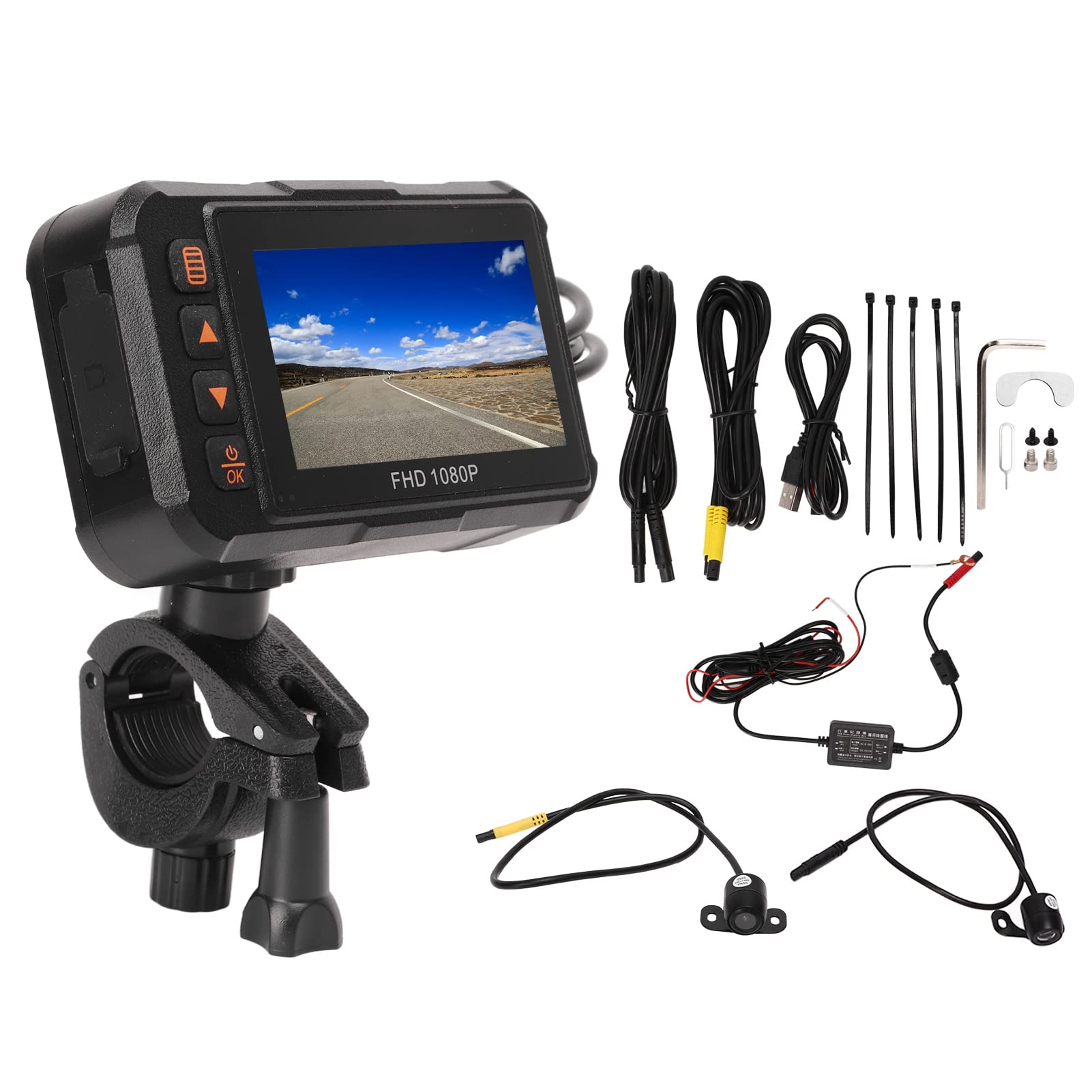 Enregistreur de Moto, Caméra de Tableau de Bord de Pouces 1080P Avant Arrière Vidéo Enregistreur de Conduite Enregistrement en Boucle Capteur G Surveillance de Stationnement