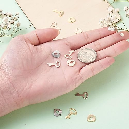 Miniatura 4 de Pandahall - Dijes de acero inoxidable surtidos de metal, estrella y luna, flor, animal para hacer pulseras, collares, aretes