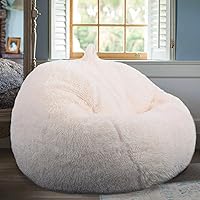 Vista 14 de Funda de silla de puf para almacenamiento de animales de peluche esponjosos (sin relleno), funda de puf de piel sintética cómoda para organizar