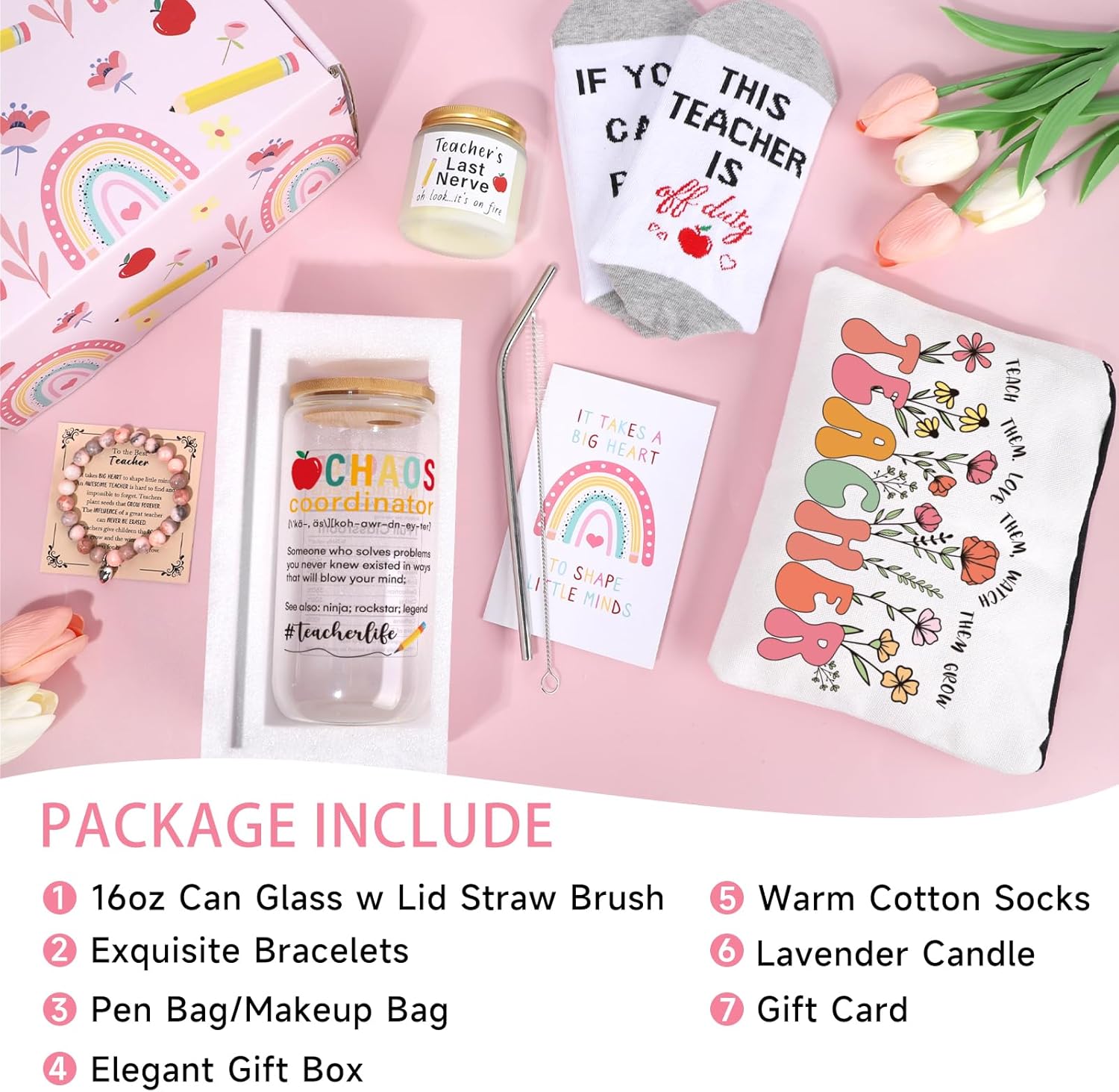 Teacher Appreciation Gifts for Women, Gifts for Teacher, Best Gift for Teachers, Chaos Coordinator Thank You Women Teachers w 16oz Glass Cup - Image 2