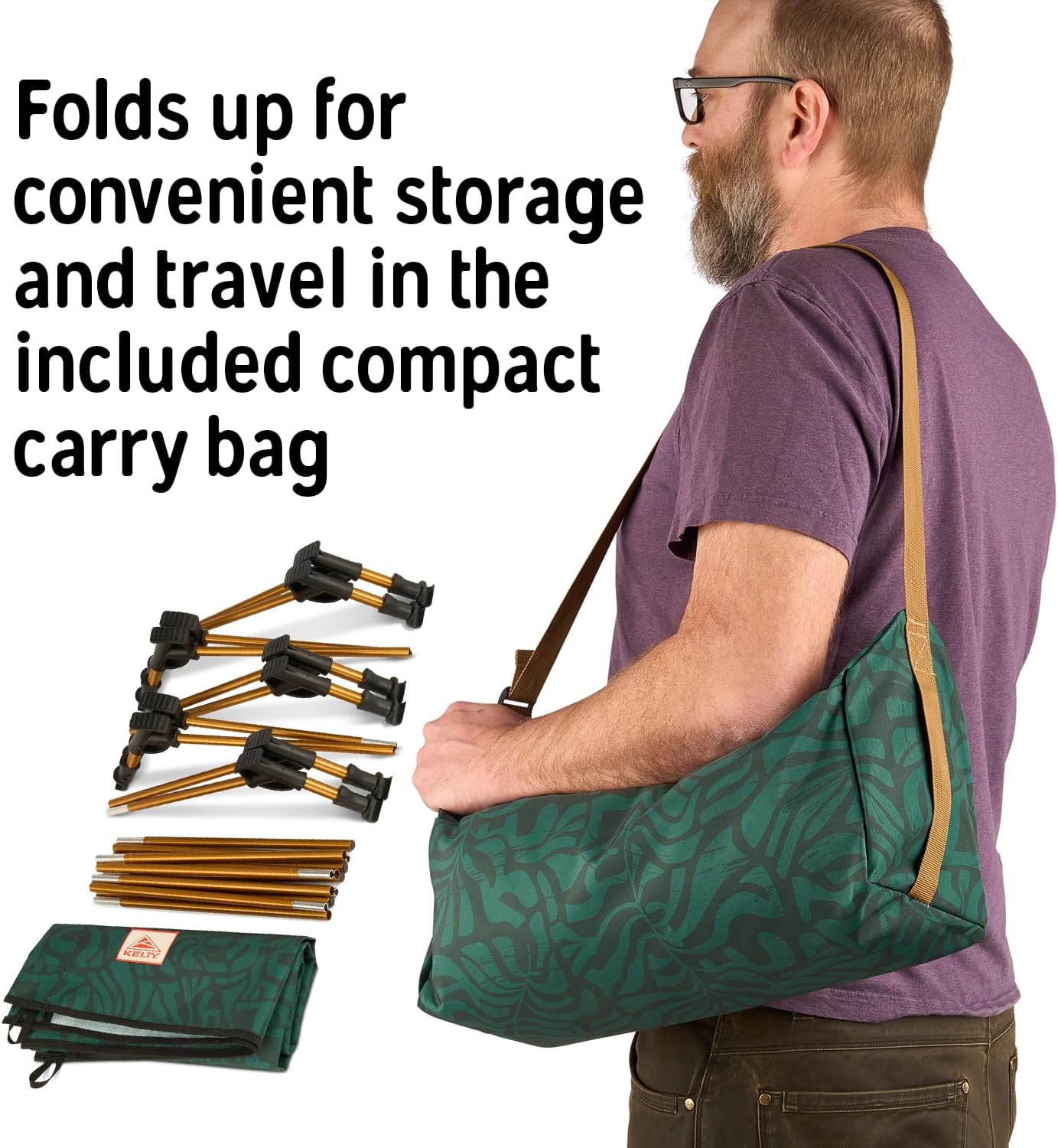 Kelty Lowdown Camping Cot, Tent and Car Camping Bed, Aluminum Frame, Lightweight Carry Size, Fern Green