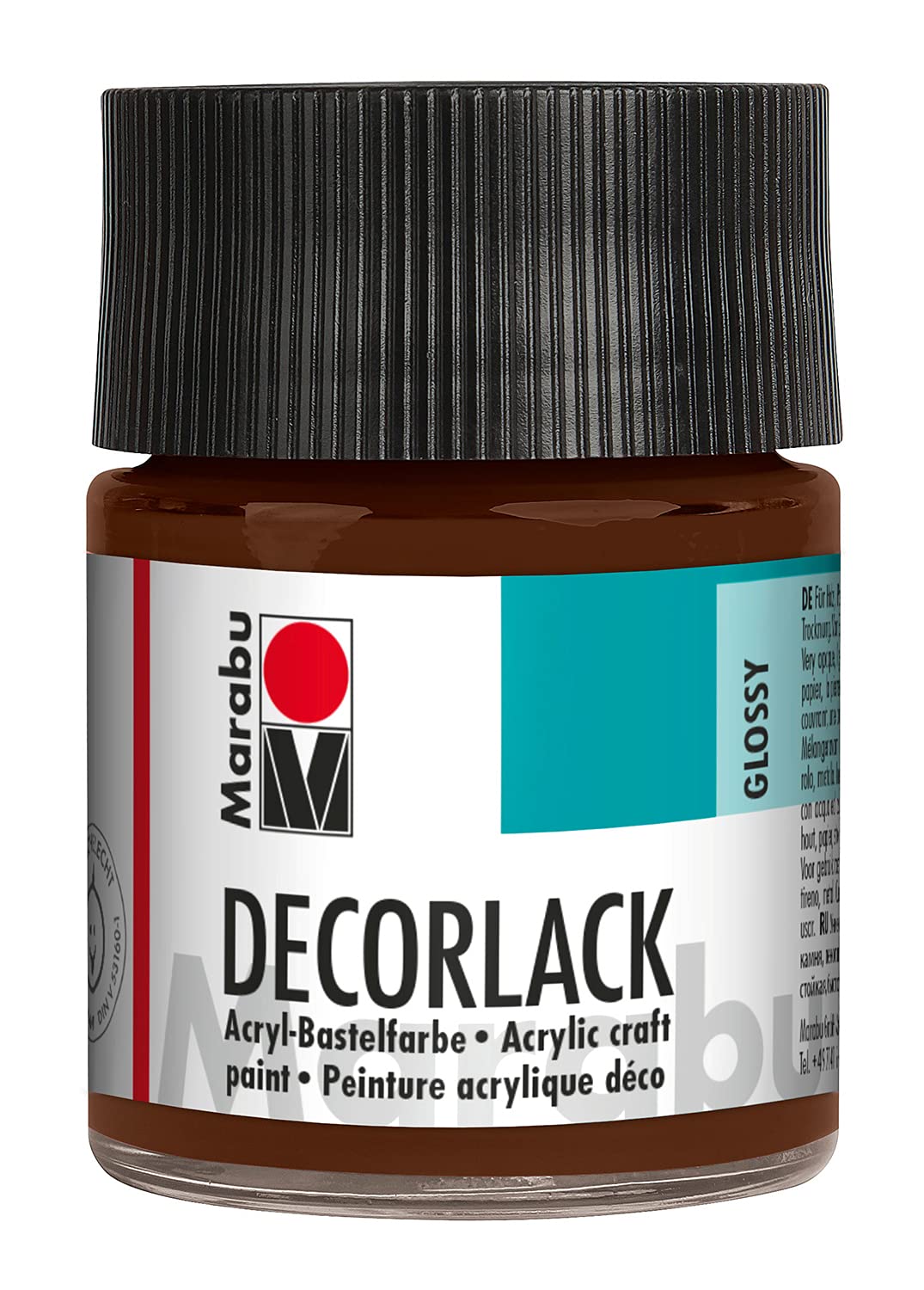 Marabu 11300005073 Vernice Acrilica Lucida Nera 073, 50 Ml, A Base D'Acqua, Resistente Alle Intemperie, Per Legno, Vetro, Metallo, Stencil E Decoupage