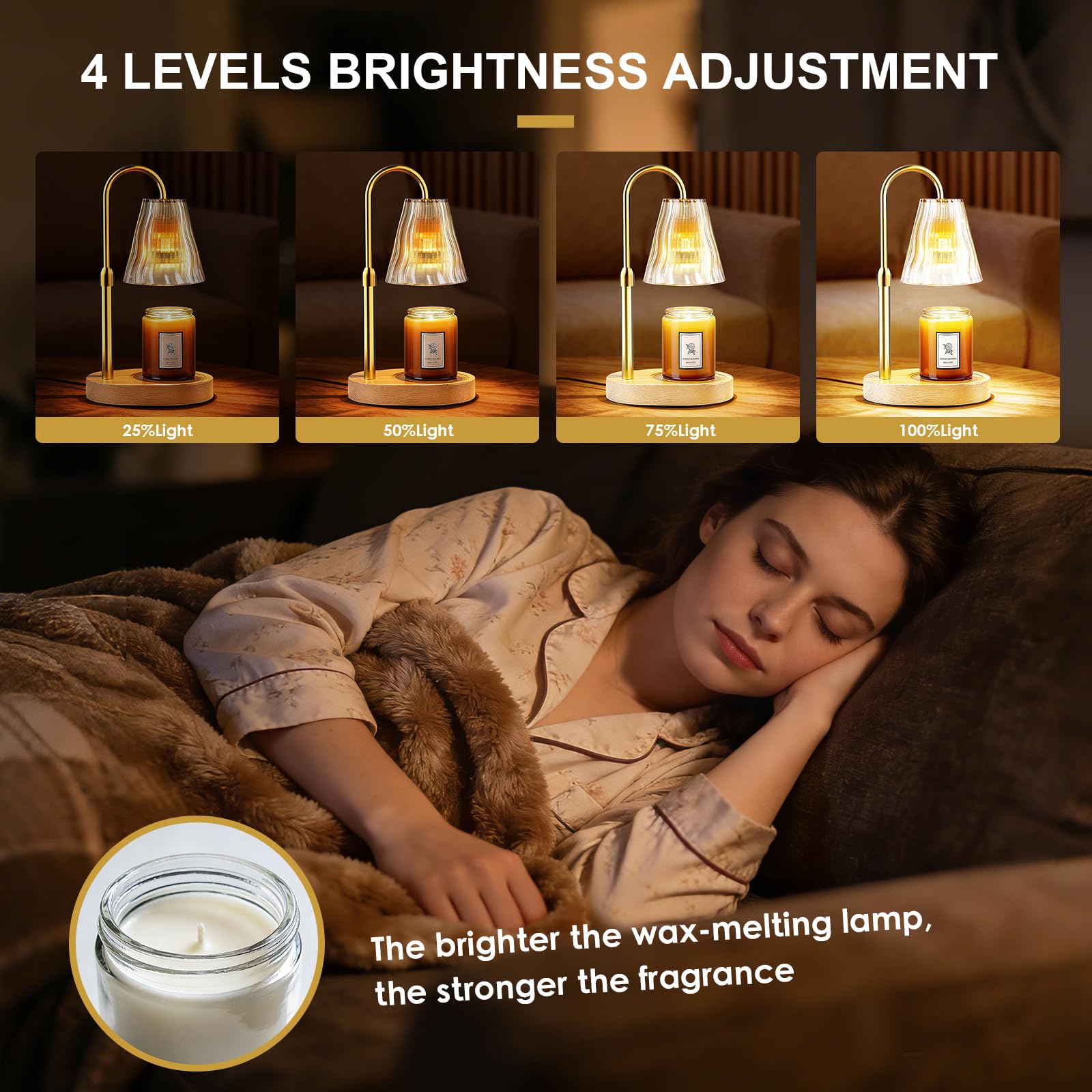 Lampada scalda candela con timer dimmerabile, regalo di compleanno per donne e mamme, decorazione per la casa, nuova decorazione per la casa, scaldacera per candele in barattolo, con 2 lampadine