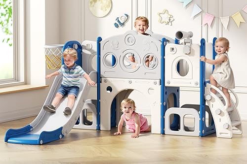 Babytronic Juego de toboganes para niños pequeños 8 en 1, tobogán para interiores y exteriores para niños pequeños de 1 a 3 años, juego para niños