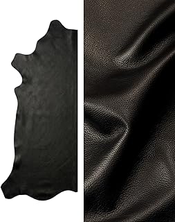 Premium Genuine Leather Natural Grain Cowhide Hides – Leather Skins for Upholstery, Crafting, Tooling, Sewing, and DIY Leather Projects (Black, 10 Square Feet (Half Side))