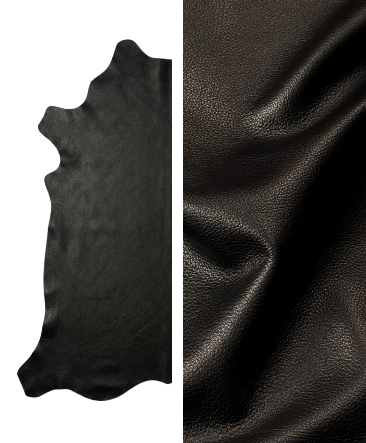 Photo 1 of Premium Genuine Leather Natural Grain Cowhide Hides – High-Quality Leather Skins for Upholstery, Crafting, Tooling, Sewing, and DIY Leather Projects (Black, 20 Square Feet (Full Side))
