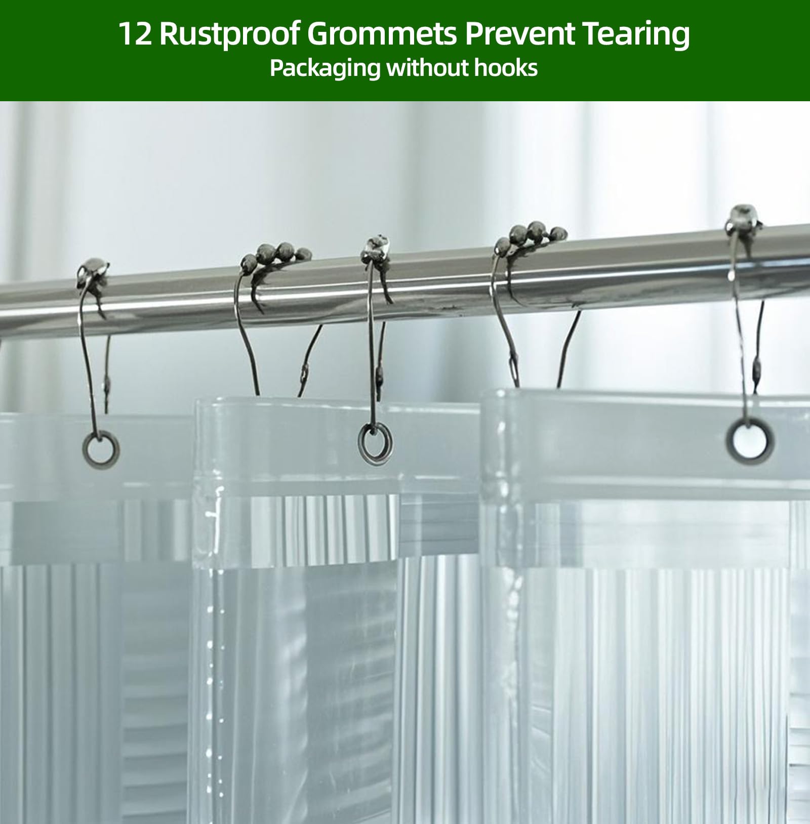 Tonnali Clear Shower Curtain Liner with Design, 100% EVA Vinyl Heavy Duty Textured Transparent Waterproof Shower Curtains for Bathroom with 3 Large Magnets, Geometric 3D Pattern, 72 x 72 inch