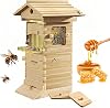 Beehive Starter Kit with Observation Window and Honey Spout, Complete Beekeeping Box, Includes Carpenter Bee House for Garden Pollinators