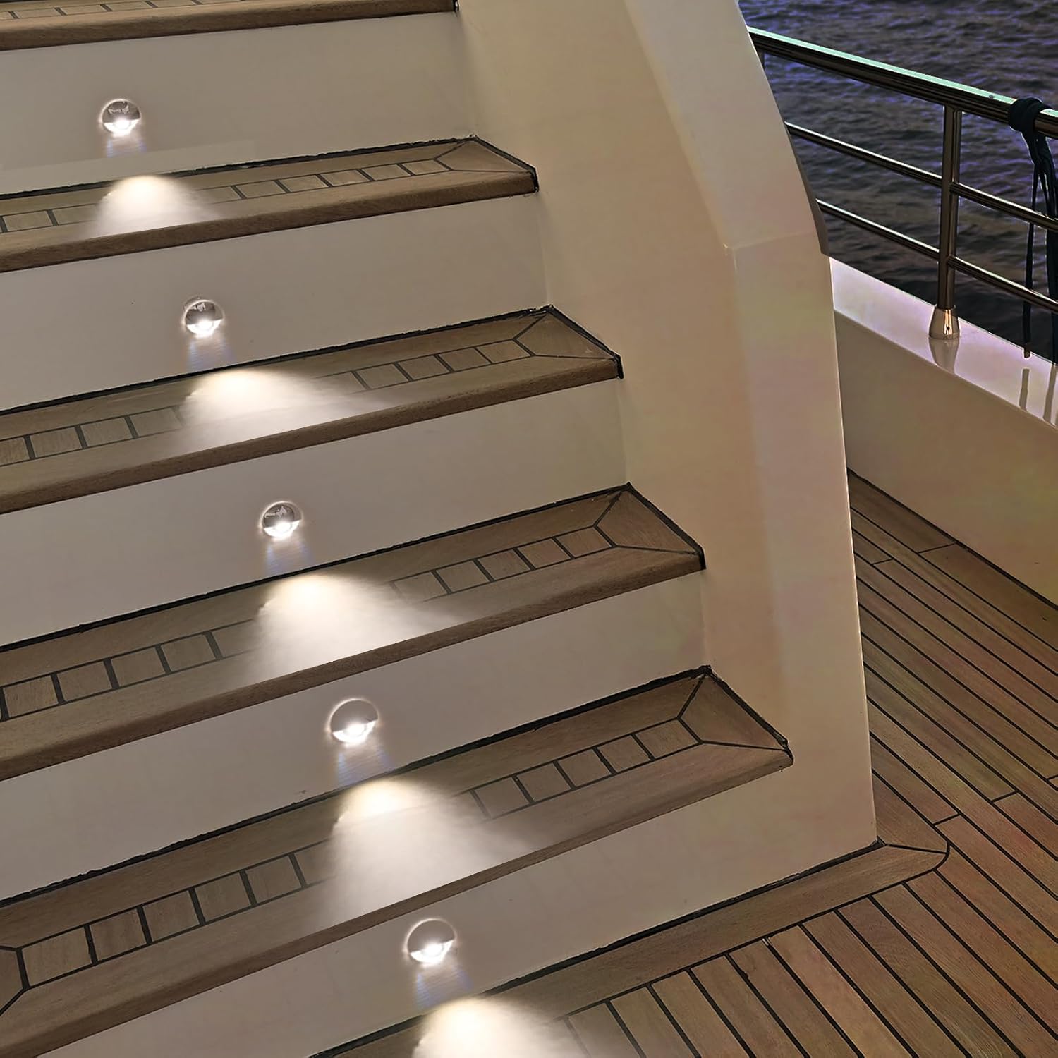 4PCS Boat Courtesy Lights Led,Interior Boat Lights,RV Step Light,Stair,Cabin Deck,Waterproof IP67,for Pontoon Boats,12V DC（Warm White）