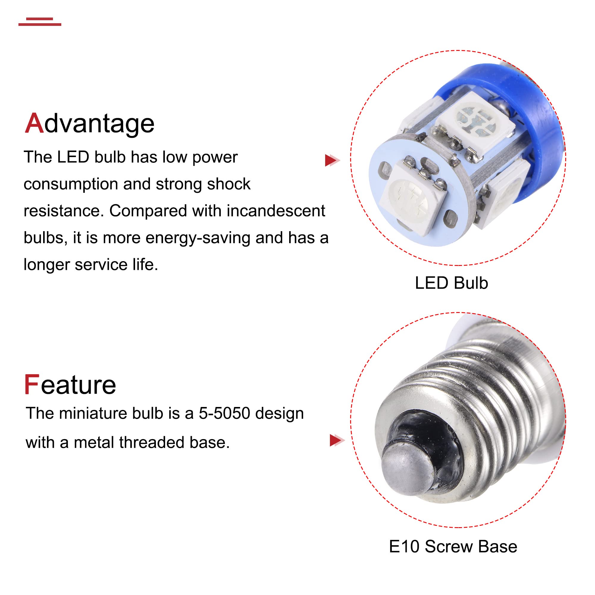 2x E10 Schraubsockel 12 V 12 Volt EY10 LED SMD Gewinde Lampe Weiß Birne E 10 EBa - Foto 10
