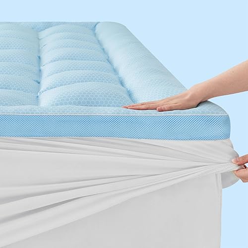 BEDELITE Pillow Top Mattress Topper for Back Pain Relief(1200GSM Down Alternative), Cooling Mattress Topper King Size for Hot Sleepers, Extra Thick Quilted Mattress Pad Cover with 8"-21" Deep Pocket