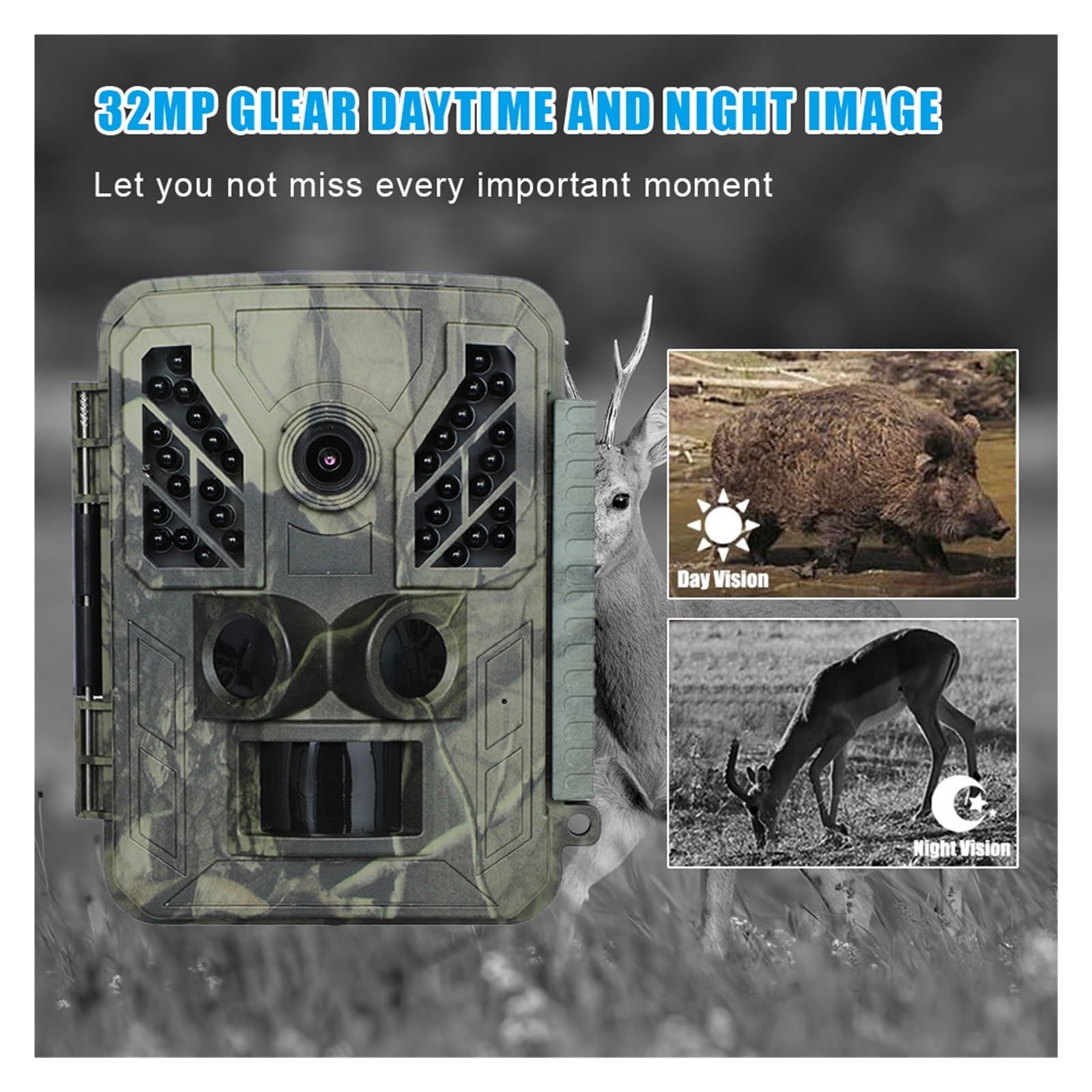 Fototrappola Meidase P100P WiFi - Batteria 8000mAh, 48MP Video 1296P, Visione Notturna, Per Esterni - Foto 8