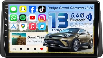 Car Radio for Grand Caravan 2011-2020 10.1 Inch 1280 * 800 HD Touchscreen Car Stereo Replacement 5G WiFi with Wireless CarPlay Android Auto, Bluetooth GPS Navigation FM/EQ 1080P Backup Camera