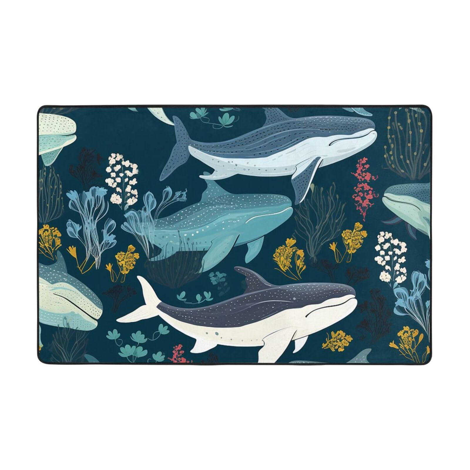 Tapis de décoration d'intérieur vintage en motif baleine chic