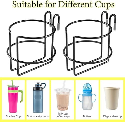 Miniatura 3 de Portavasos de acero inoxidable para colgar tazas Stanley, taza de café, biberón, 2 unidades, con barra inferior, portátil, reutilizable, para colgar