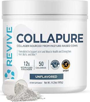 Revive MD CollaPURE Collagen Peptides Powder for Women & Men, Unflavored - Type I & Type III Grass-Fed Collagen Supplements for Hair, Skin, Nails, Bones & Joint Health - No Fillers 30 Servings