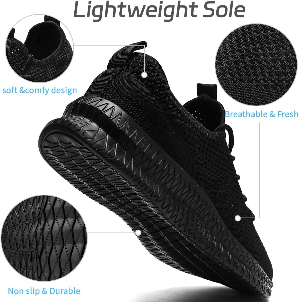 Men Non-Slip Work Shoes Tennis Gym Sneakers Breathable Slip Resistant Lightweight and Comfortable for All-Day Wear Sports and Walking - Image 4