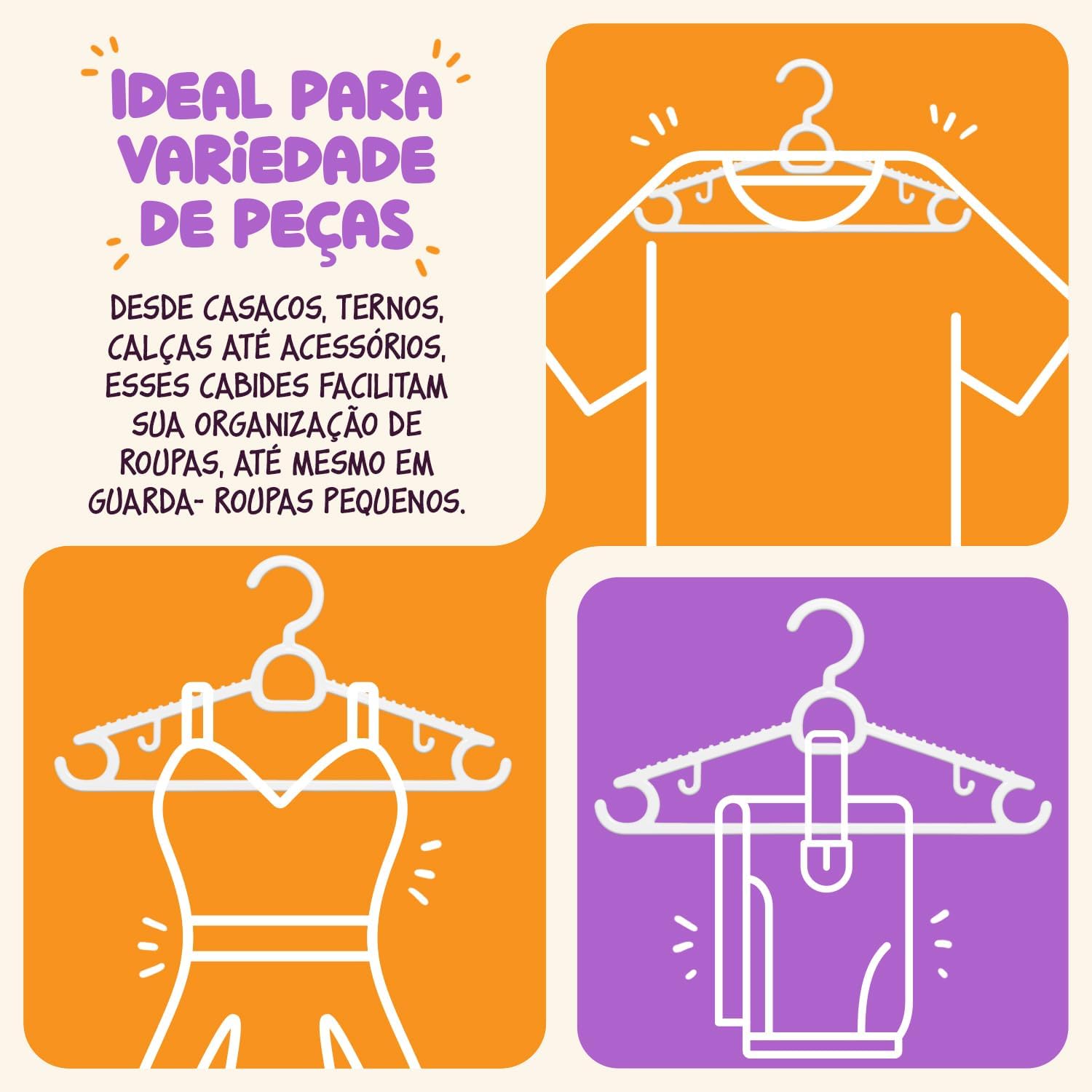Kit Cabide Infantil Para Roupas 50 unidades (Branco) | Cabide Antideslizante Reforçado Multiuso | Contém Porta Lenço, Vestidos| Cabides para Calças, Casaco, Camisetas, Bermudas | CSCABIDES Kit Cabide Infantil Para Roupas 50 unidades (Branco) | Cabide Antideslizante Reforçado Multiuso | Contém Porta Lenço, Vestidos| Cabides para Calças, Casaco, Camisetas, Bermudas | CSCABIDES