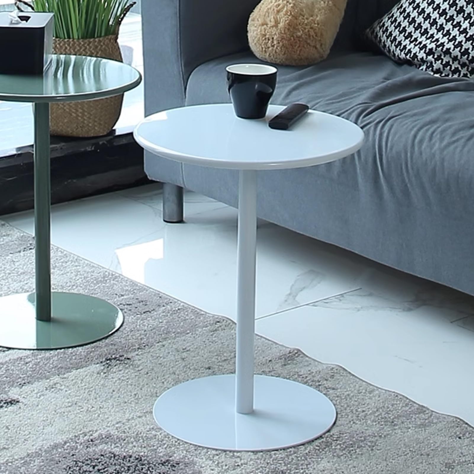 Bar-Pub-Tisch, kleiner hoher Tisch für Wohnzimmer, stabiler Metallrahmen, Cocktailtisch, Getränketische, weißer Bistrotisch, Outdoor-Beistelltisch,