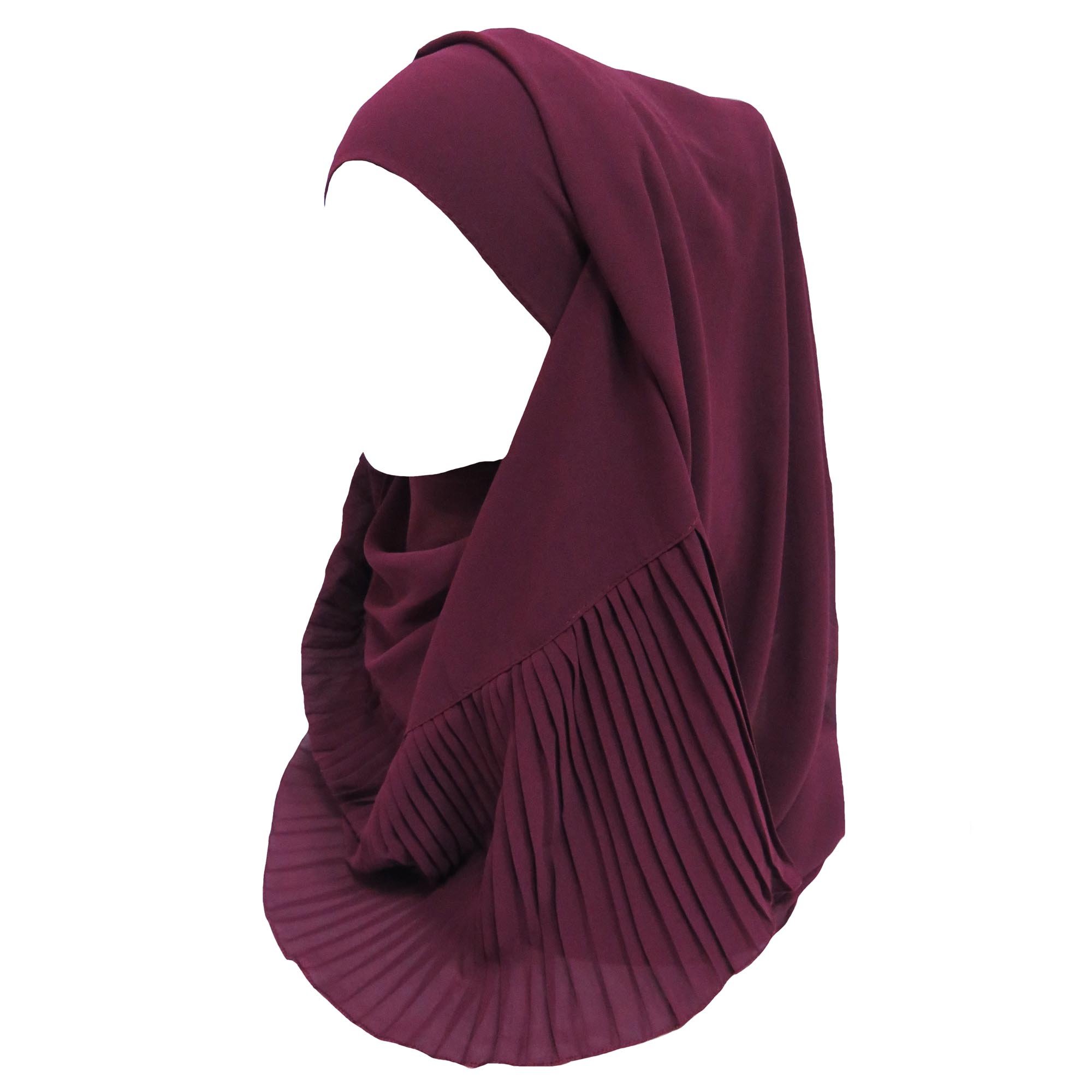 Lina & Lily Pleated Chiffon Muslim Hijab Head Scarf (Marron)