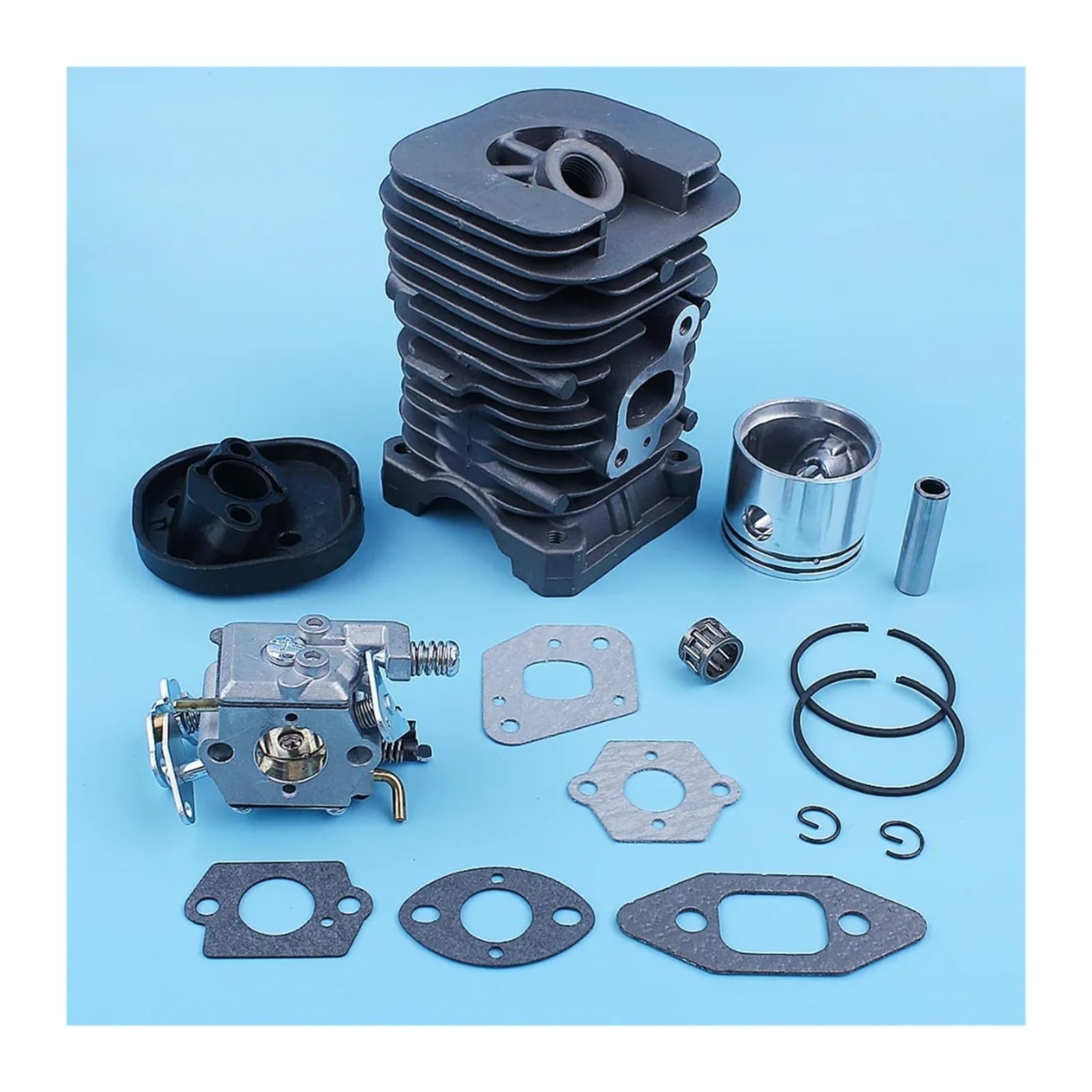 Zestaw uszczelek do gaźnika, tłoka cylindra i gaźnika, pasuje do Partner 350 351 370 371 420 390 391 do piły łańcuchowej Formula 5000 41 mm, powlekana Nikasilem