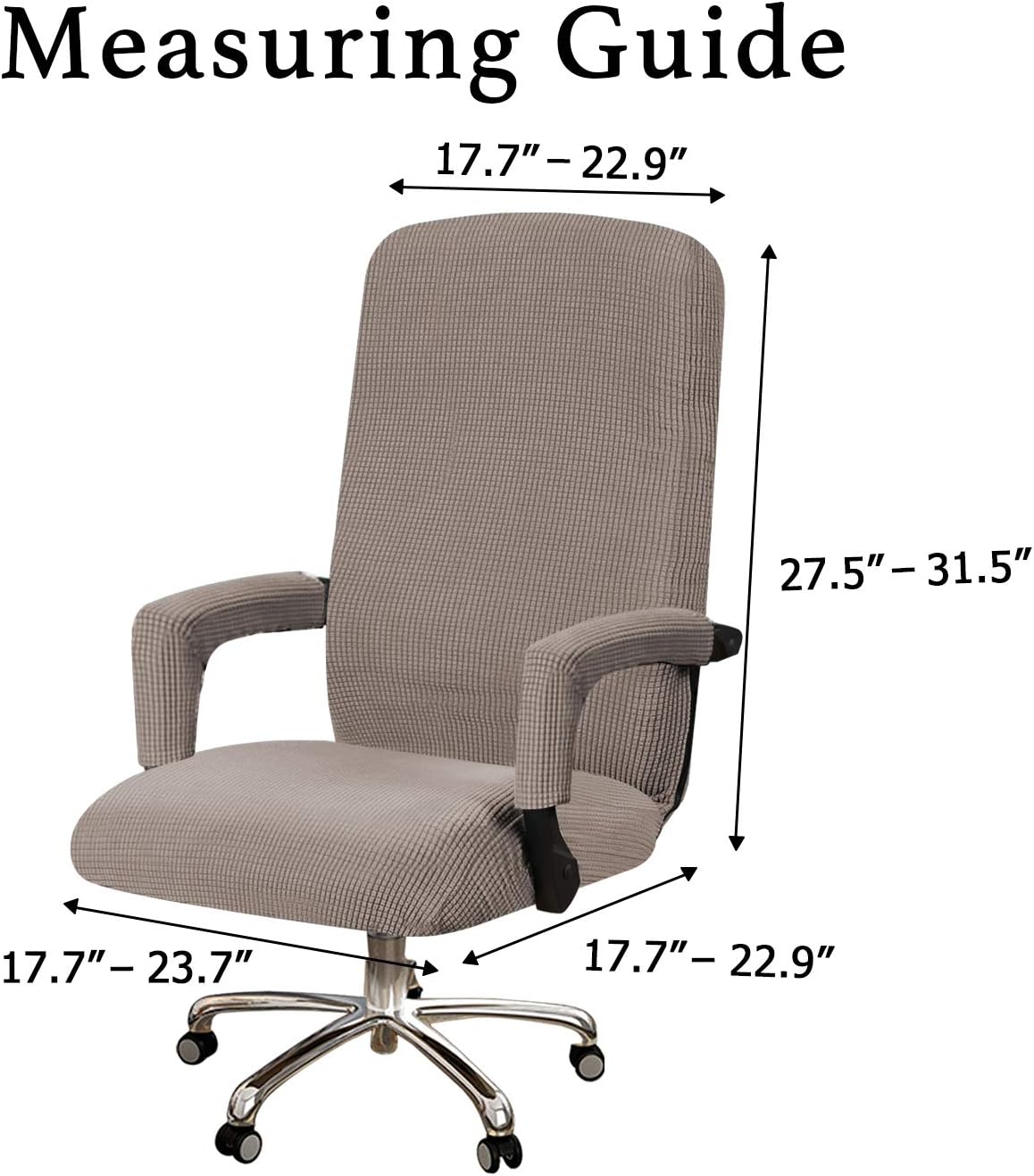 Turquoize Office Chair Cover - Stretch Computer Chair Cover with Arms, Universal Removable Slipcovers for Dogs, Cats & Pets, Taupe