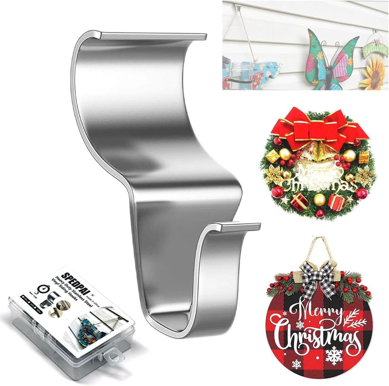 Vinyl Siding Hooks for Hanging Outdoor Decorations,Heavy Duty Wall Hook for Hanging halloween decorations,Garden Flags,Christmas Wreaths,Lights,vinyl siding hangers for Fall Outdoor Decor porch(30)