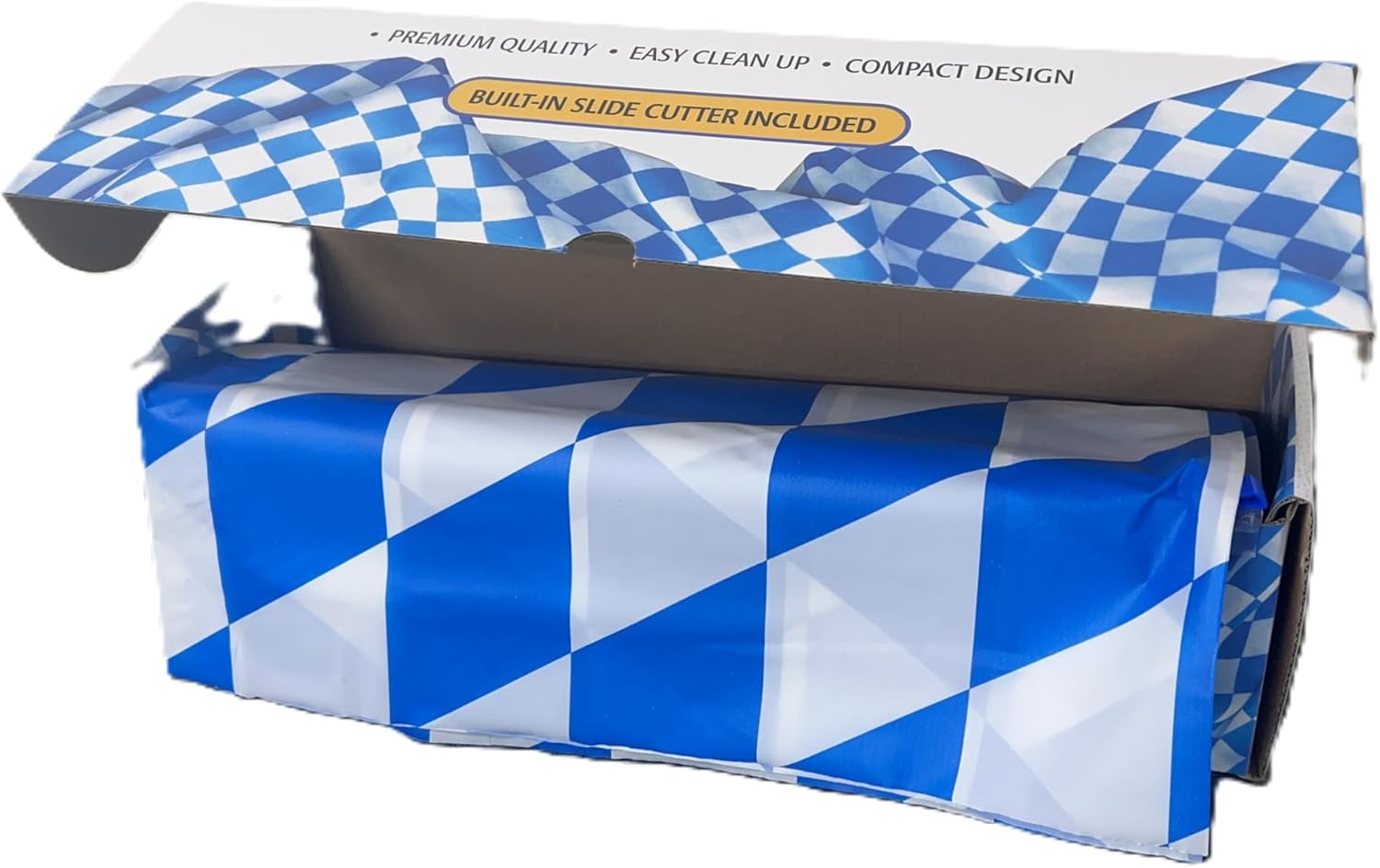 OktoberfestHaus Oktoberfest Decorations Party Essential, Plastic White and Blue Checkered Tablecloth Roll, 54" x 100' Perfect for Men and Women, Must Have Oktoberfest Party Supplies