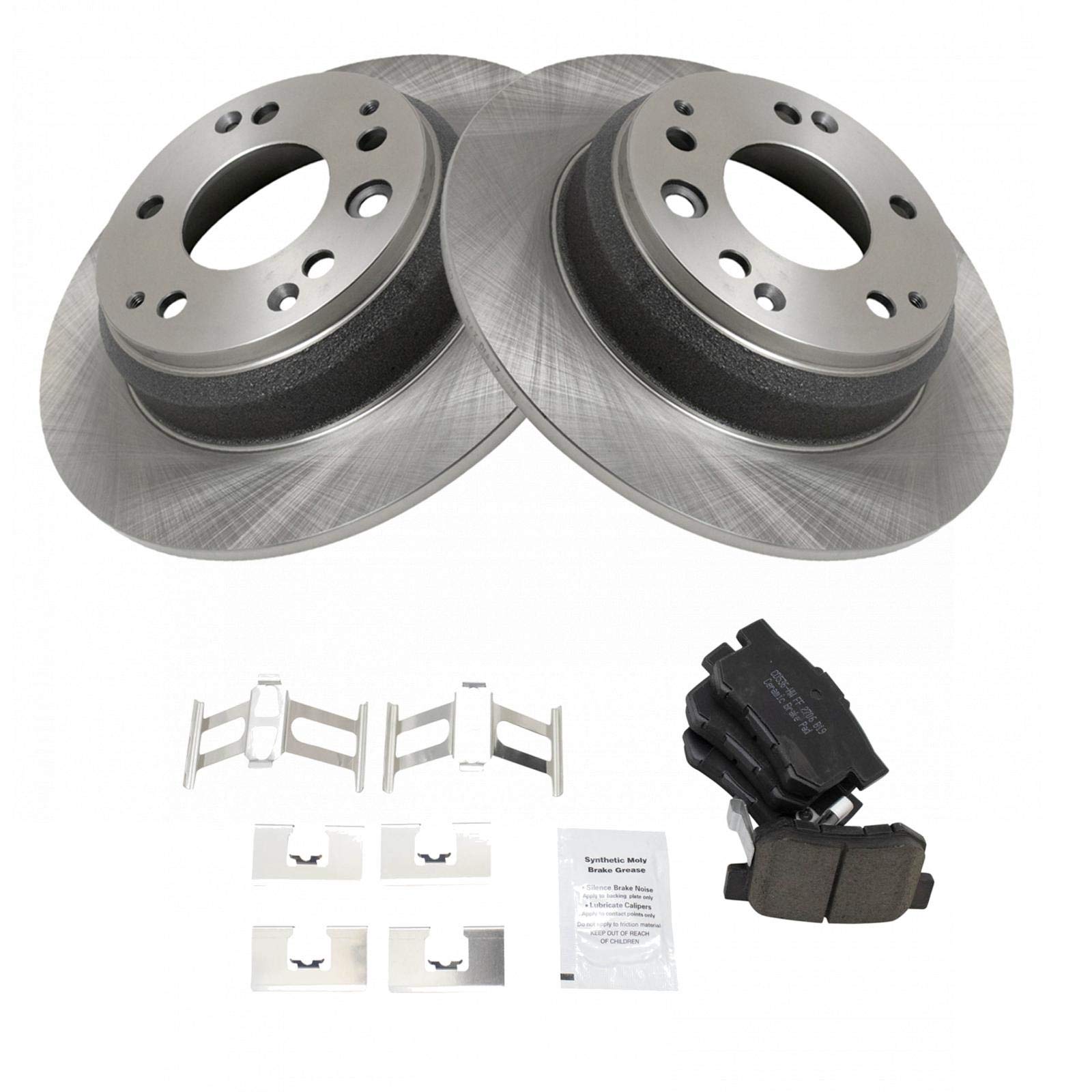 TRQ Rear Brake Pad & Rotor Kit Brake Pads Brake Rotor Ceramic Compatible with 1991-1995 Acura Legend 1996-1998 RL 1995-1998 Honda Odyssey 1996-1999 Isuzu Oasis