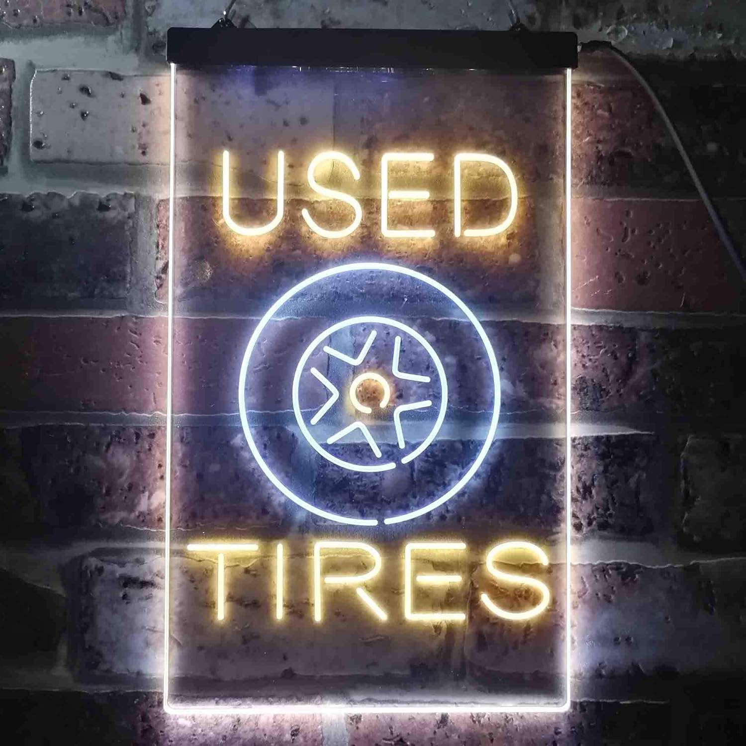 ADVPRO Used Tires Garage Shop Display Dual Color LED Neon Sign White & Yellow 12" x 16" st6s34-i3588-wy