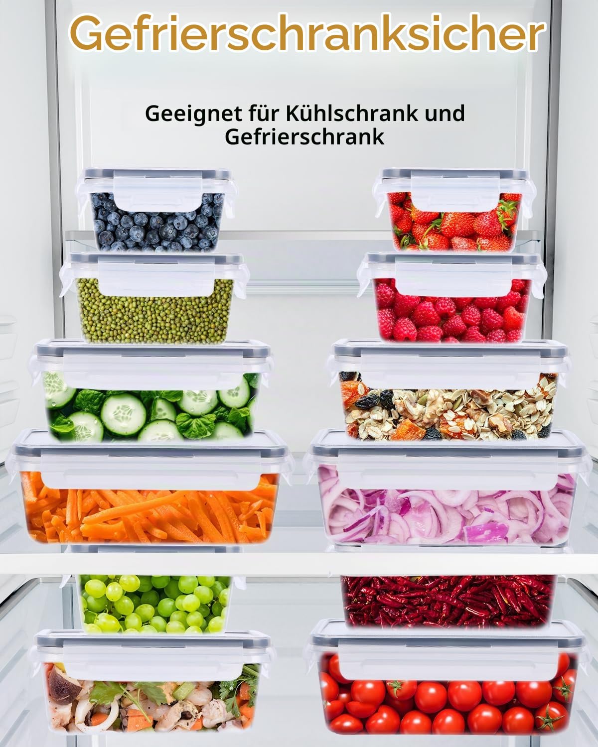 Frischhaltedosen mit Deckel,14 Stück Küche Meal Prep Boxen Frischhaltedosen mit Deckel für Lebensmittel,Spülmaschinen Mikrowellen und Gefrierschrankgeeignet,Auslaufsicher Luftdicht BPA-frei
