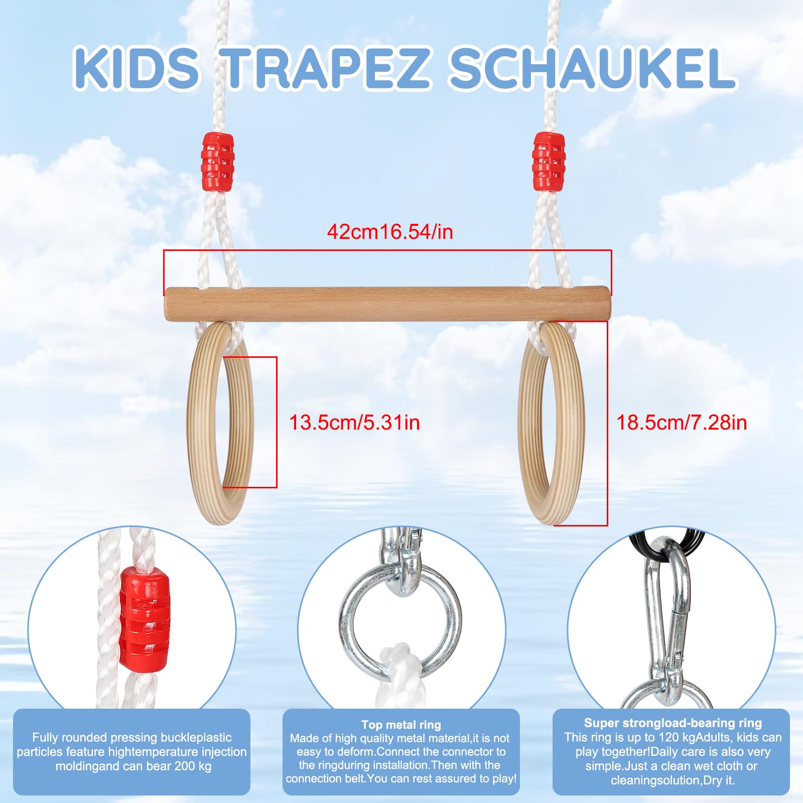 Balançoire Enfant en Bois, KINSPORY Balançoire Extérieure en Bois avec Balançoire Enfant en Bois, KINSPORY Balançoire Extérieure en Bois avec