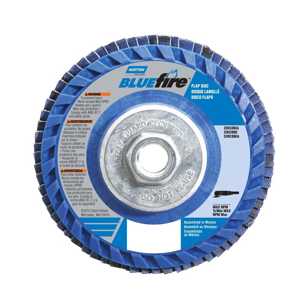 Norton BlueFire R884P Type 27 Flat Flap Abrasive Disc, 5/8
