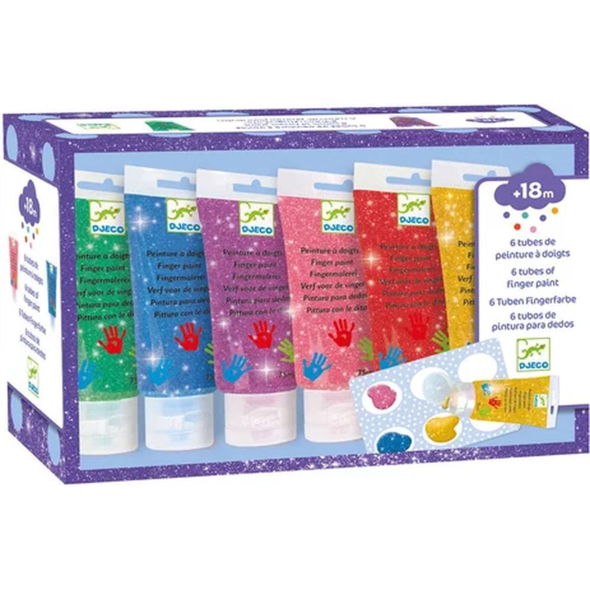 6 tubes of glitter finger paint. Djeco