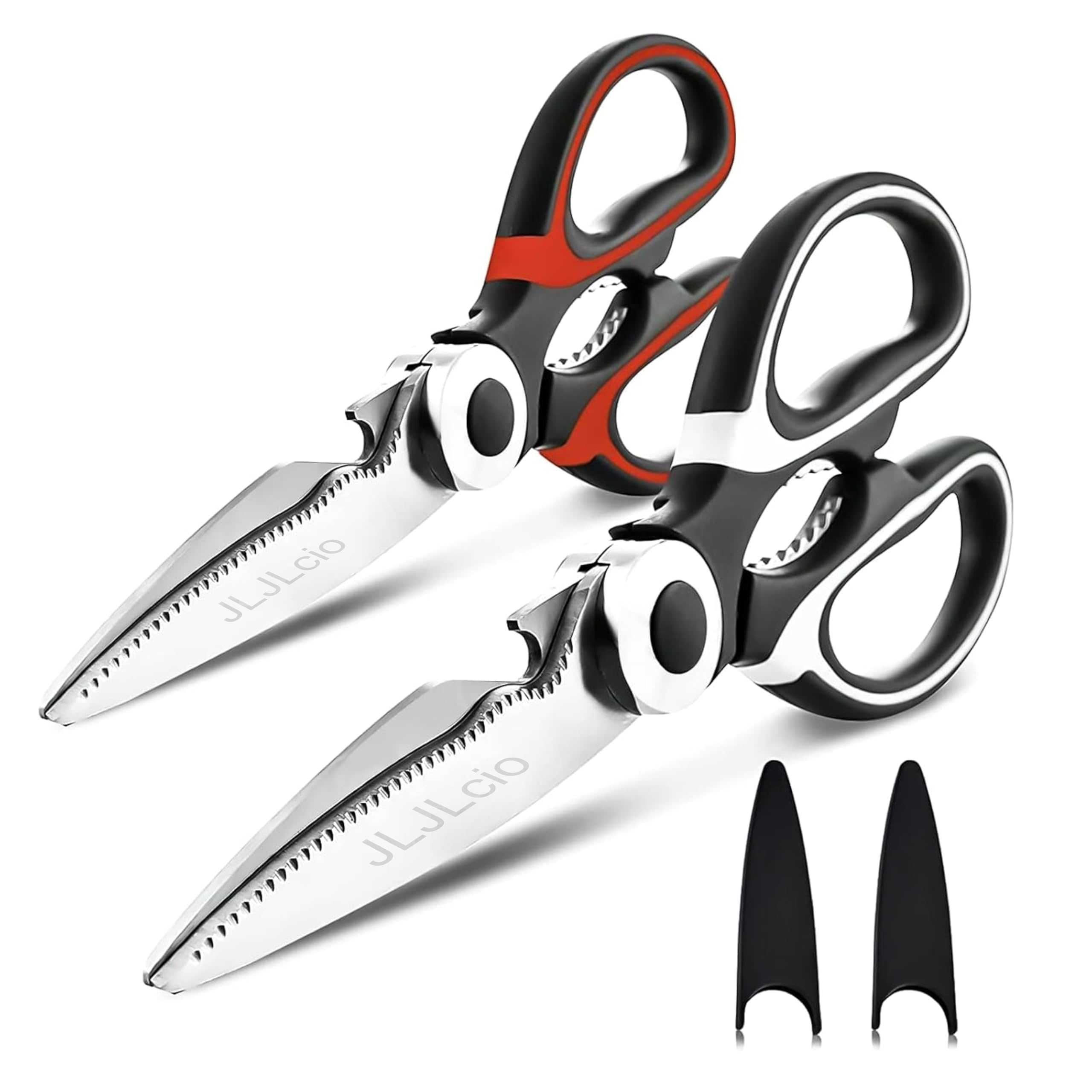 Sponsored Ad - JLJLcio Kitchen Shears 2-Pack – Heavy Duty Stainless Steel Scissors with Protective Covers, Sharp & Sturdy, Dishwasher Safe Food Shears for Chicken, Poultry, Fish, Meat, Herbs & BBQ – For Home