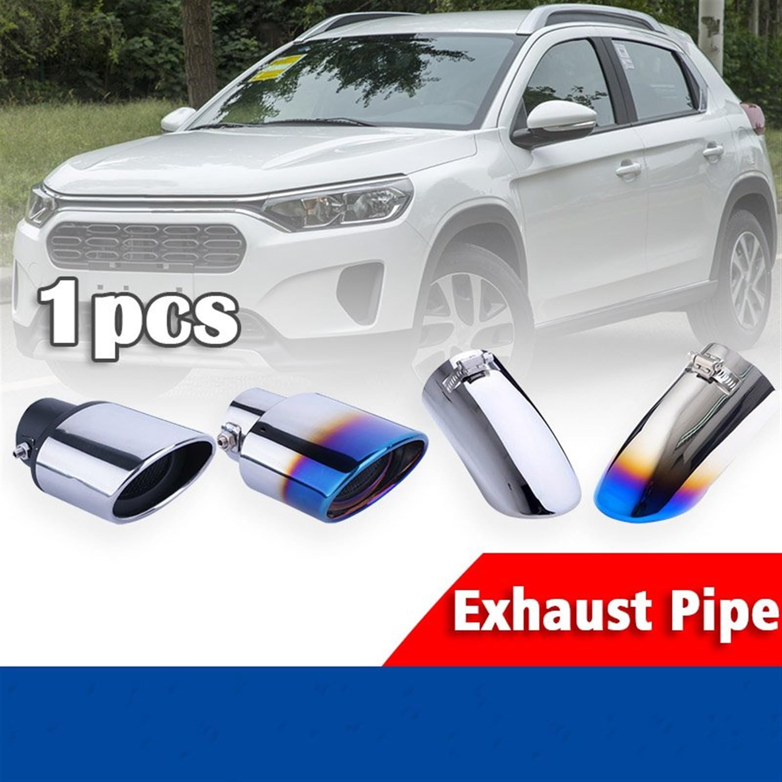 Cubierta Tubo Escape Automóvil Silenciador De Tubo De Escape De Coche De Acero Inoxidable 1 Uds Punta De Silenciador Garganta Trasera para Citroen C3-XR C3XR 2015-2020 Silenciador Punta (Color : 3)