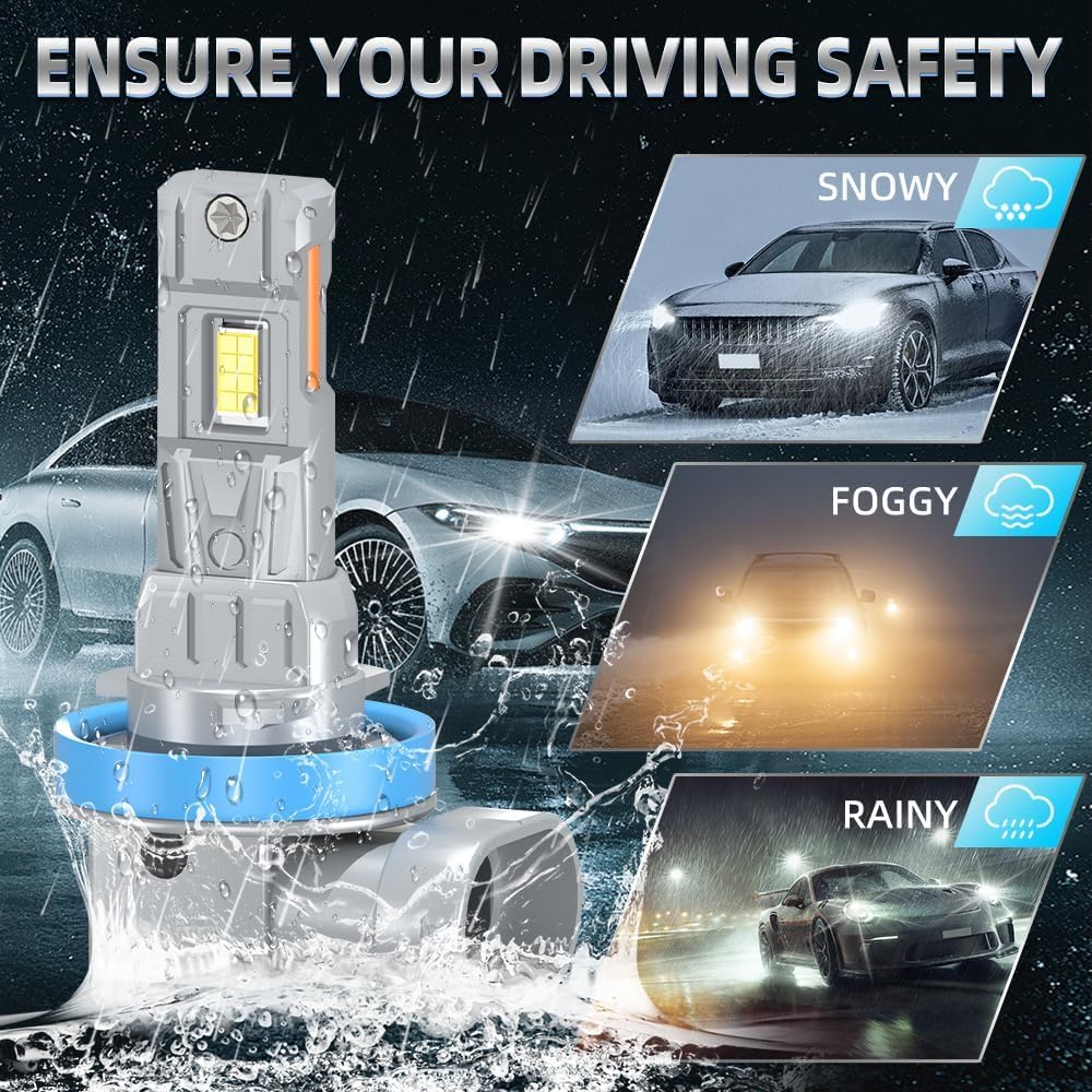 Compatible with Ford Focus 2012 2013 2014 2015 2016 2017 2018 Front Light Bulbs Combo, H1 High Beam & H11 Low Beam and H11 Fog Light Bulbs Combo,6500K White, 1:1 Direct Plug and Play,Pack of 6