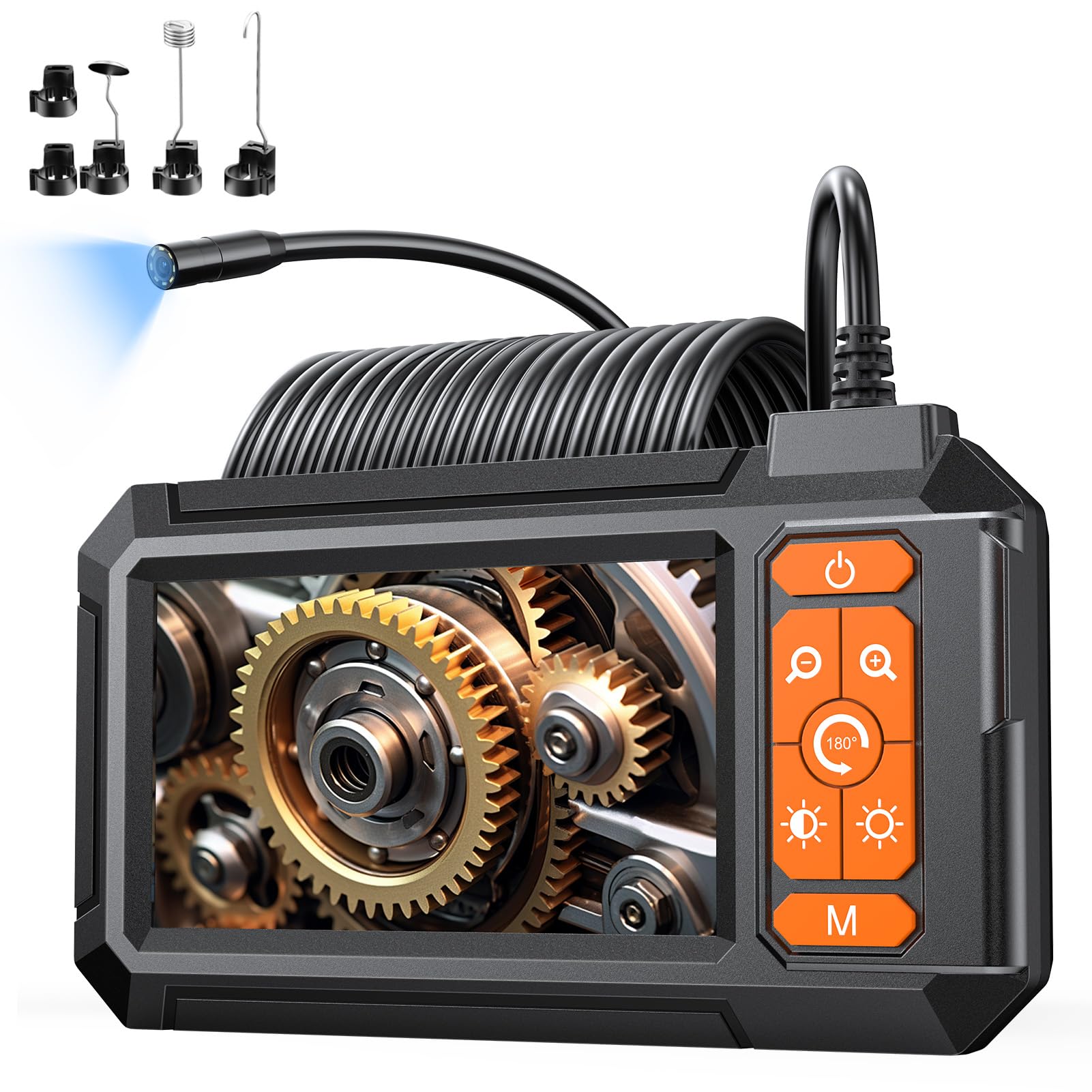 4.3" Endoscopio Professionale, 1080P HD Telecamera Endoscopica,Impermeabile IP67 telecamera ispezione tubi con 8 luci LED,Endoscopio Industriale,16.5FT/5, 2600mAh