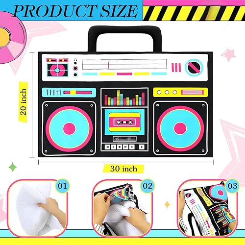 Miniatura 2 de 2 fundas de almohada de casete de audio retro, reproductor de discos de música, 20 x 30 pulgadas, bajo ruido, cinta de plástico de los años 80