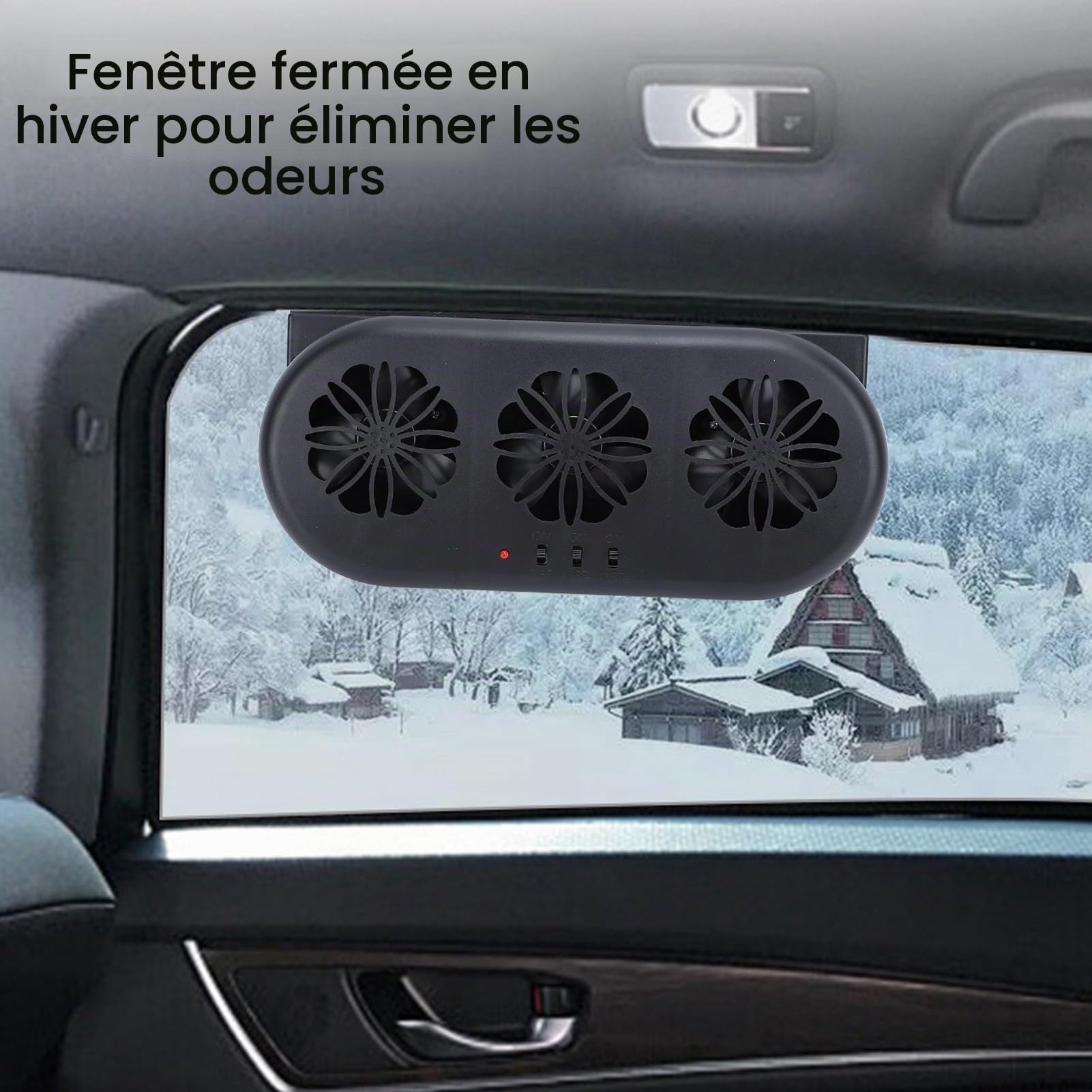 Ventilateur D'échappement à énergie Solaire en Voiture, Ventilation de Fenêtre de Véhicule 3 Ventilateurs, Ventilateur de Refroidissement à éVent de Voiture Rechargeable USB,