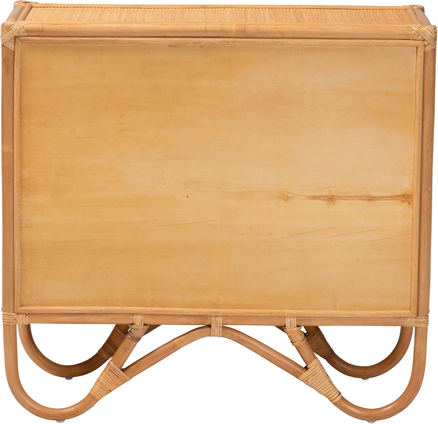 bali & pari Baylor Bohemian Light Honey Rattan Storage Cabinet